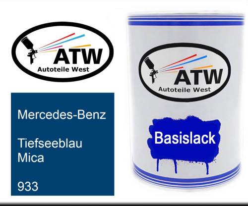 Mercedes-Benz, Tiefseeblau Mica, 933: 500ml Lackdose, von ATW Autoteile West.